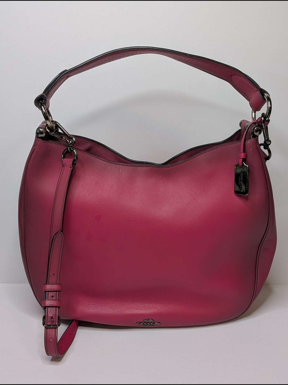 Coach Nomad Two-way Hobo Bag Pink Burnished Glovetanned Leather F37905